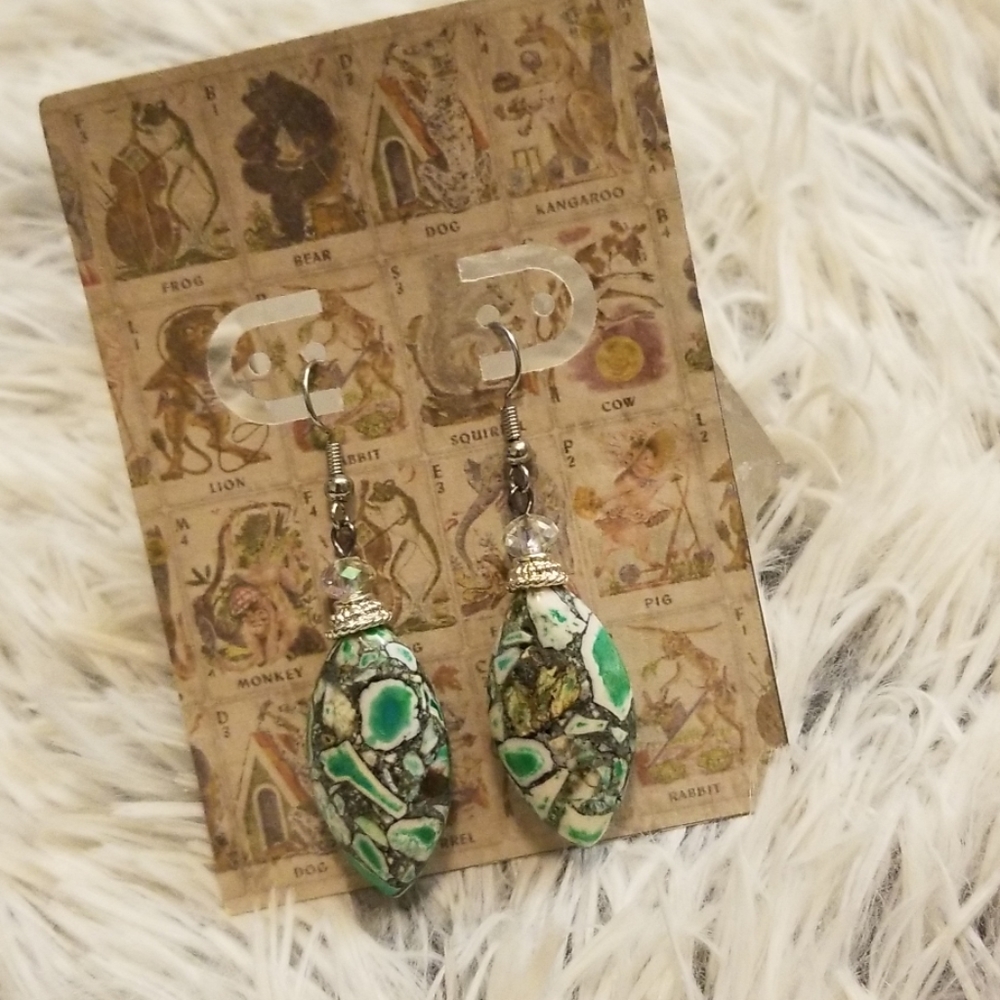 Green jasper Gemstone earrings